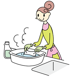 40～50℃くらいのお湯を、洗いおけにため、酸素系漂白剤を表示通りに溶かし、漂白剤溶液をつくります（目安はお湯2リットルに対して8gです)。