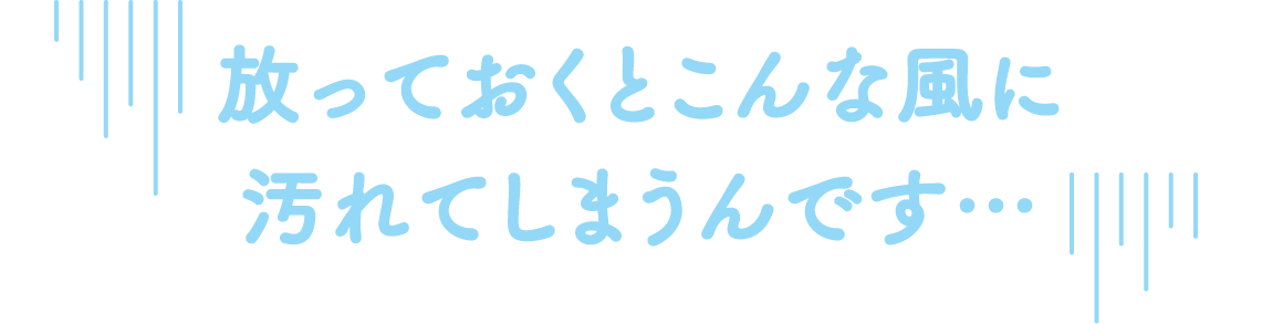 放っておくとこんな風に汚れてしまうんです…