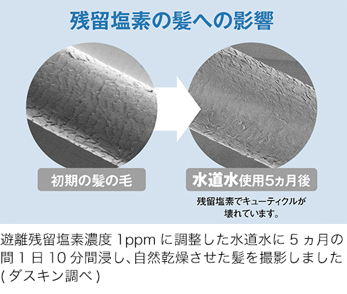 優れた塩素除去性能。肌に髪にやさしい。