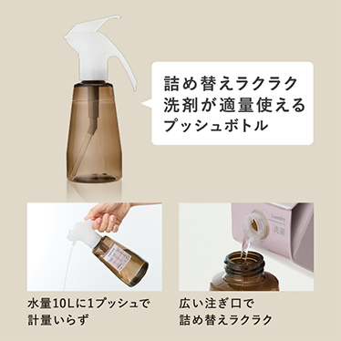 詰め替えラクラク洗剤が適量使えるプッシュボトル