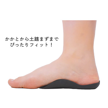 かかとから土踏まずまでぴったりフィット！