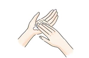 手のひらでのばします