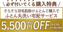 羽毛ふとんご購入でふとん丸洗い宅配サービス5,500円(税込)OFF プレミアムクーポン付き