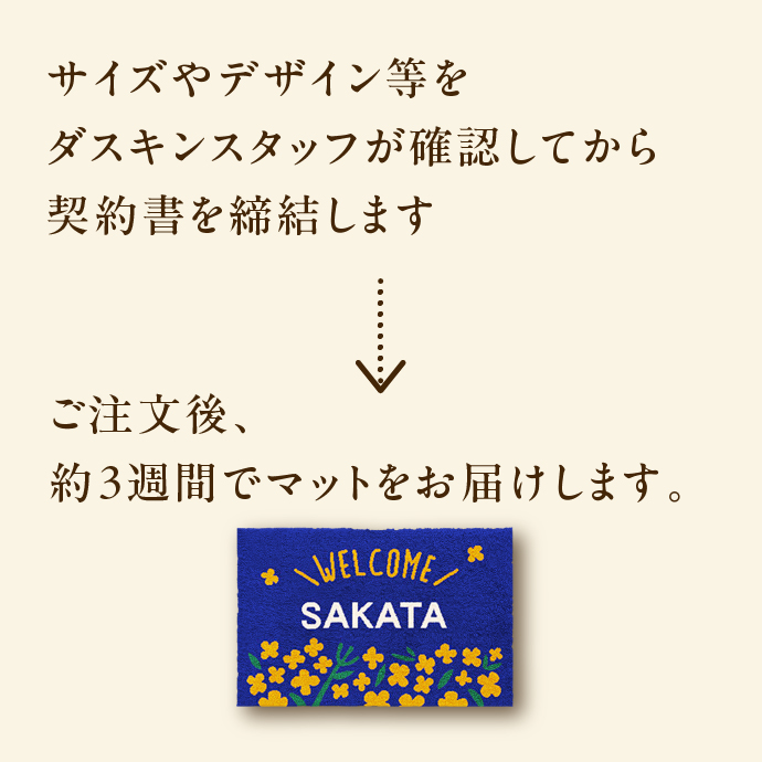 サイズやデザイン等をダスキンスタッフが確認してから契約書を締結します