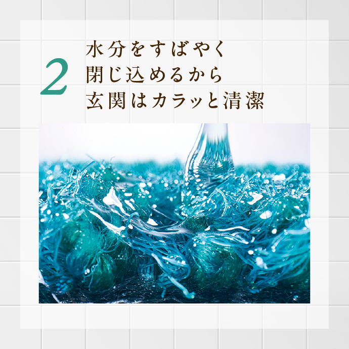 水分をすばやく閉じ込めるから玄関はカラッと清潔