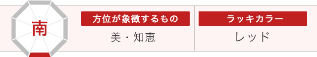 南 方位が象徴するもの 美・知恵 ラッキーカラー レッド