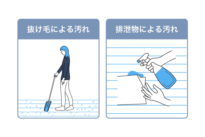 抜け毛による汚れ／排泄物による汚れ