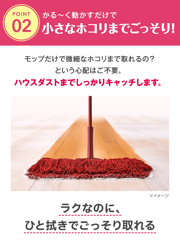 かる〜く動かすだけで小さなホコリまでごっそり！
