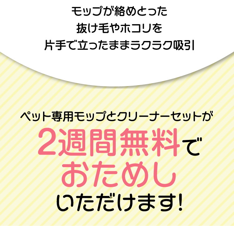 ペット専用モップとクリーナーセットが2週間無料でおためしいただけます!