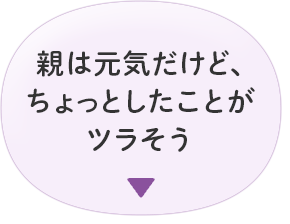 親は元気だけど、 ちょっとしたことが ツラそう