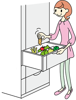 冷蔵庫を開けた時に、野菜クズなどのゴミを見つけたら、すぐに拾って捨てます。