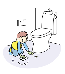 汚した時に自分で拭けるように、手の届くところにトイレ用除菌剤や除菌クロスを置いておきましょう。