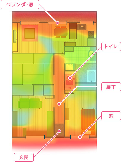 ベランダ・窓　トイレ　廊下　窓　玄関