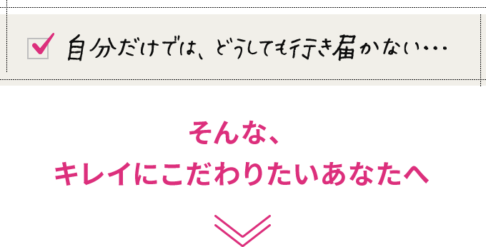 自分だけでは、どうしても行き届かない…　そんな、キレイにこだわりたいあなたへ