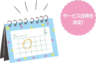 サービス実施店よりサービス内容と日時をご連絡
