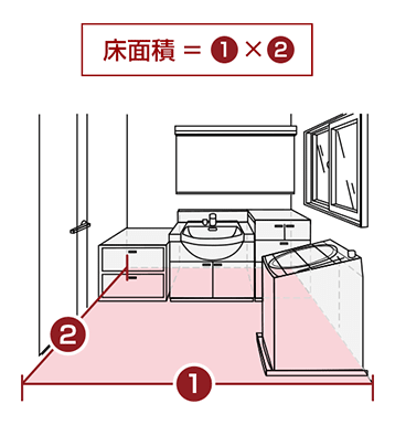 洗面所の床面積を教えてください。