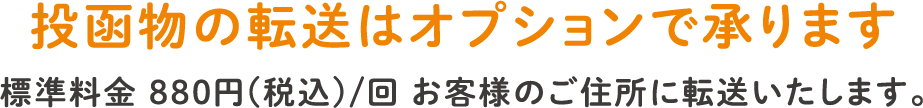 郵便受けの投函物はオプションで転送も可能です。