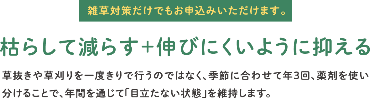 枯らして減らす＋伸びにくいように抑える
