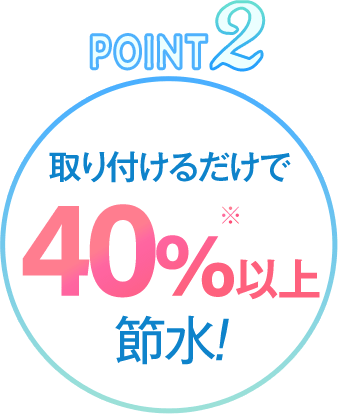 POINT2: 取り付けるだけで40%※以上節水!