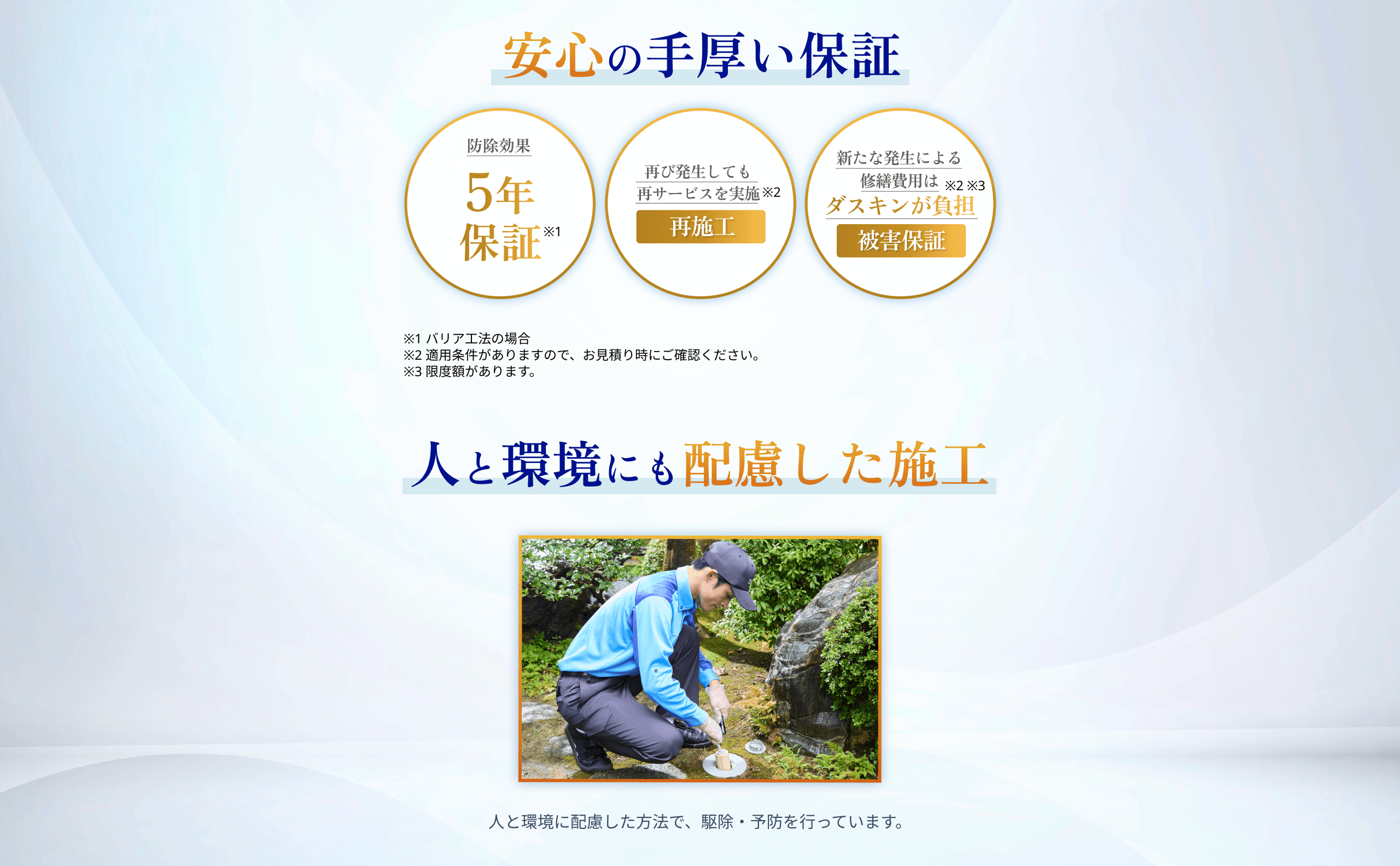 安心の手厚い保証 健康にも配慮した施工